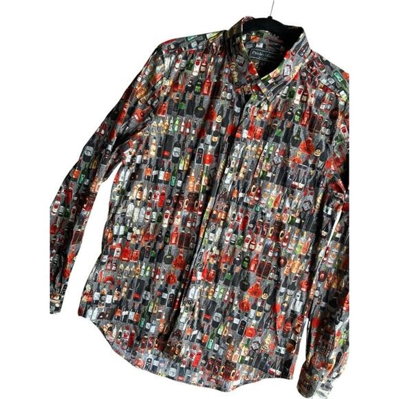 Paisley & Gray Slim Fit Men's Funky Shirt Long Sleeve Wine Print Size Large NEW - Picture 2 of 11